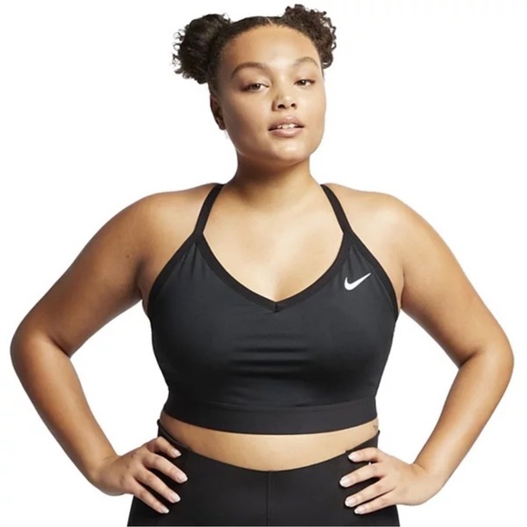 NWT 🏃‍♀️ BLACK w/WHITE NIKE RAZORBACK “INDY PLUS” DRI-FIT PADDED SPORTS BRA 1X - Picture 4 of 10